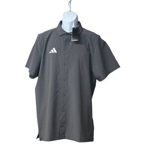 Adidas Men’s Short-Sleeve Button-Up  Polo Shirt, Sz. M, Gray-production Sample